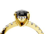 Yellow gold Fancy Black Pear Cut Diamond Solitaire Ring with Round  Pavé Band and Four-Prong Setting_40