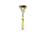 Yellow gold Fancy Black Pear Cut Diamond Solitaire Ring with Side Stones and Four-Prong Setting_14