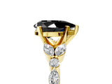 Yellow gold Fancy Black Pear Cut Diamond Solitaire Ring with Side Stones and Four-Prong Setting_17