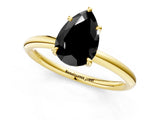 Yellow gold Fancy Black Pear Cut Diamond Solitaire Ring with Thin Band and Four-Prong Setting_1