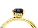 Yellow gold Fancy Black Pear Cut Diamond Solitaire Ring with Thin Band and Four-Prong Setting_4