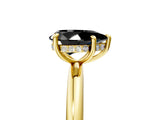 Yellow gold Fancy Black Pear Cut Diamond Solitaire Ring with Thin Band and Four-Prong Setting_5
