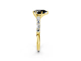 Yellow gold Fancy Black Pear Cut Diamond Solitaire with Side Baguettes and Channel Set Band_2