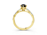 Yellow gold Fancy Black Pear Cut Diamond Solitaire with Side Baguettes and Channel Set Band_3