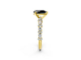 Yellow gold Fancy Black Pear Cut Diamond Solitaire with Side Stones, Pave Band, Four-Prong Setting_38