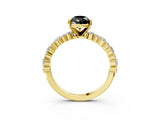 Yellow gold Fancy Black Pear Cut Diamond Solitaire with Side Stones, Pave Band, Four-Prong Setting_39