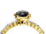 Yellow gold Fancy Black Pear Cut Diamond Solitaire with Side Stones, Pave Band, Four-Prong Setting_40