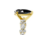 Yellow gold Fancy Black Pear Cut Diamond Solitaire with Side Stones, Pave Band, Four-Prong Setting_41