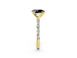 Yellow gold Fancy Black Pear Cut Diamond Solitaire with Side Stones on a Pavé Band and Four-Prong Setting_2