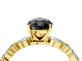 Yellow gold Fancy Black Pear Cut Diamond Solitaire with Side Stones on a Pavé Band and Four-Prong Setting_4