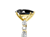Yellow gold Fancy Black Pear Cut Diamond Solitaire with Side Stones on a Pavé Band and Four-Prong Setting_5