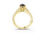 Yellow gold Fancy Black Pear Cut Diamond Split Shank Engagement Ring with Pavé Band_3