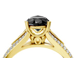 Yellow gold Fancy Black Pear Cut Diamond Split Shank Engagement Ring with Pavé Band_4