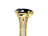 Yellow gold Fancy Black Pear Cut Diamond Split Shank Engagement Ring with Pavé Band_5