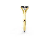 Yellow gold Fancy Black Pear Cut Diamond Three-Stone Engagement Ring with Prong Setting and Pavé Band_2