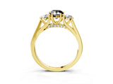 Yellow gold Fancy Black Pear Cut Diamond Three-Stone Engagement Ring with Prong Setting and Pavé Band_3