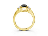Yellow gold Fancy Black Pear Cut Diamond Three-Stone Ring with Four-Prong Setting and Classic Band_3