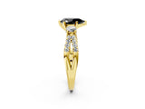 Yellow gold Fancy Black Pear Cut Diamond Three-Stone Ring with Pavé Split Shank and Four-Prong Setting_2