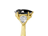 Yellow gold Fancy Black Pear Cut Diamond Three-Stone Ring with Pear Side Stones and Four-Prong Setting_29