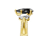 Yellow gold Fancy Black Pear Cut Diamond Three-Stone Ring with Prong Setting and Pavé Band_5
