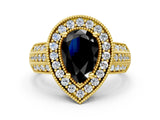 Yellow gold Fancy Black Pear Cut Halo Diamond Engagement Ring with Pave Split Shank and Four-Prong Setting_12