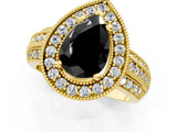 Yellow gold Fancy Black Pear Cut Halo Diamond Engagement Ring with Pave Split Shank and Four-Prong Setting_13