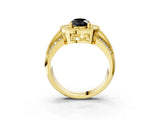 Yellow gold Fancy Black Pear Cut Halo Diamond Engagement Ring with Pave Split Shank and Four-Prong Setting_15