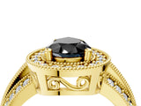 Yellow gold Fancy Black Pear Cut Halo Diamond Engagement Ring with Pave Split Shank and Four-Prong Setting_16
