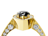 Yellow gold Fancy Black Pear Cut Halo Diamond Engagement Ring with Split Shank Band and Four-Prong Setting_4