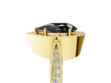 Yellow gold Fancy Black Pear Cut Halo Diamond Engagement Ring with Split Shank Band and Four-Prong Setting_5