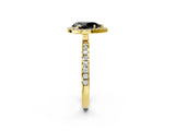 Yellow gold Fancy Black Pear Cut Halo Diamond Pave Band with Prong Setting_2