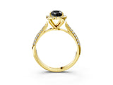 Yellow gold Fancy Black Pear Cut Halo Diamond Ring with Pavé Band_3