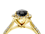 Yellow gold Fancy Black Pear Cut Halo Diamond Ring with Pavé Band_4