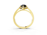 Yellow gold Fancy Black Pear Cut Halo Diamond Ring with Solitaire Band and Prong Setting_3