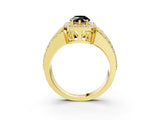 Yellow gold Fancy Black Pear Cut Halo Diamond Ring with Split Shank and Four-Prong Setting_3