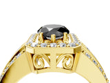 Yellow gold Fancy Black Pear Cut Halo Diamond Ring with Split Shank and Four-Prong Setting_4