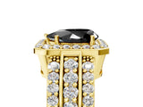Yellow gold Fancy Black Pear Cut Halo Diamond Ring with Split Shank and Four-Prong Setting_5