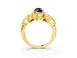 Yellow gold Fancy Black Pear Cut Halo Diamond Split Shank Engagement Ring with Four-Prong Setting_3