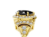 Yellow gold Fancy Black Pear Cut Halo Diamond Split Shank Engagement Ring with Four-Prong Setting_5