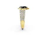 Yellow gold Fancy Black Pear Cut Halo Pavé Diamond Engagement Ring with Split Shank and Four-Prong Setting_5