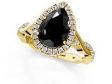 Yellow gold Fancy Black Pear Cut Halo Twist Band with Four-Prong Setting_13