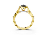 Yellow gold Fancy Black Pear Cut Halo Twist Band with Four-Prong Setting_15