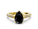 Yellow gold Fancy Black Pear Cut Solitaire Cathedral Diamond Engagement Ring with Channel-Set Band and Four-Prong Setting_3