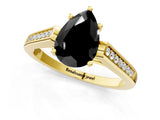 Yellow gold Fancy Black Pear Cut Solitaire Cathedral Diamond Engagement Ring with Channel-Set Band and Four-Prong Setting_4