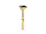 Yellow gold Fancy Black Pear Cut Solitaire Cathedral Diamond Engagement Ring with Channel-Set Band and Four-Prong Setting_5