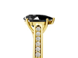 Yellow gold Fancy Black Pear Cut Solitaire Cathedral Diamond Engagement Ring with Channel-Set Band and Four-Prong Setting_8