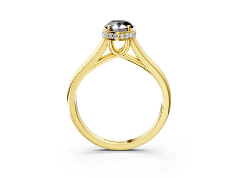 Yellow gold Fancy Black Pear Cut Solitaire Diamond Engagement Ring with Four-Prong Setting and Tapered Band_3