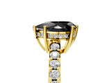 Yellow gold Fancy Black Pear Cut Solitaire Diamond Engagement Ring with Pavé Band and Six-Prong Setting_17