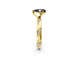 Yellow gold Fancy Black Pear Cut Solitaire Diamond Engagement Ring with Twisted Pave Band and Four-Prong Setting_5