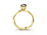 Yellow gold Fancy Black Pear Cut Solitaire Diamond Engagement Ring with Twisted Pave Band and Four-Prong Setting_6